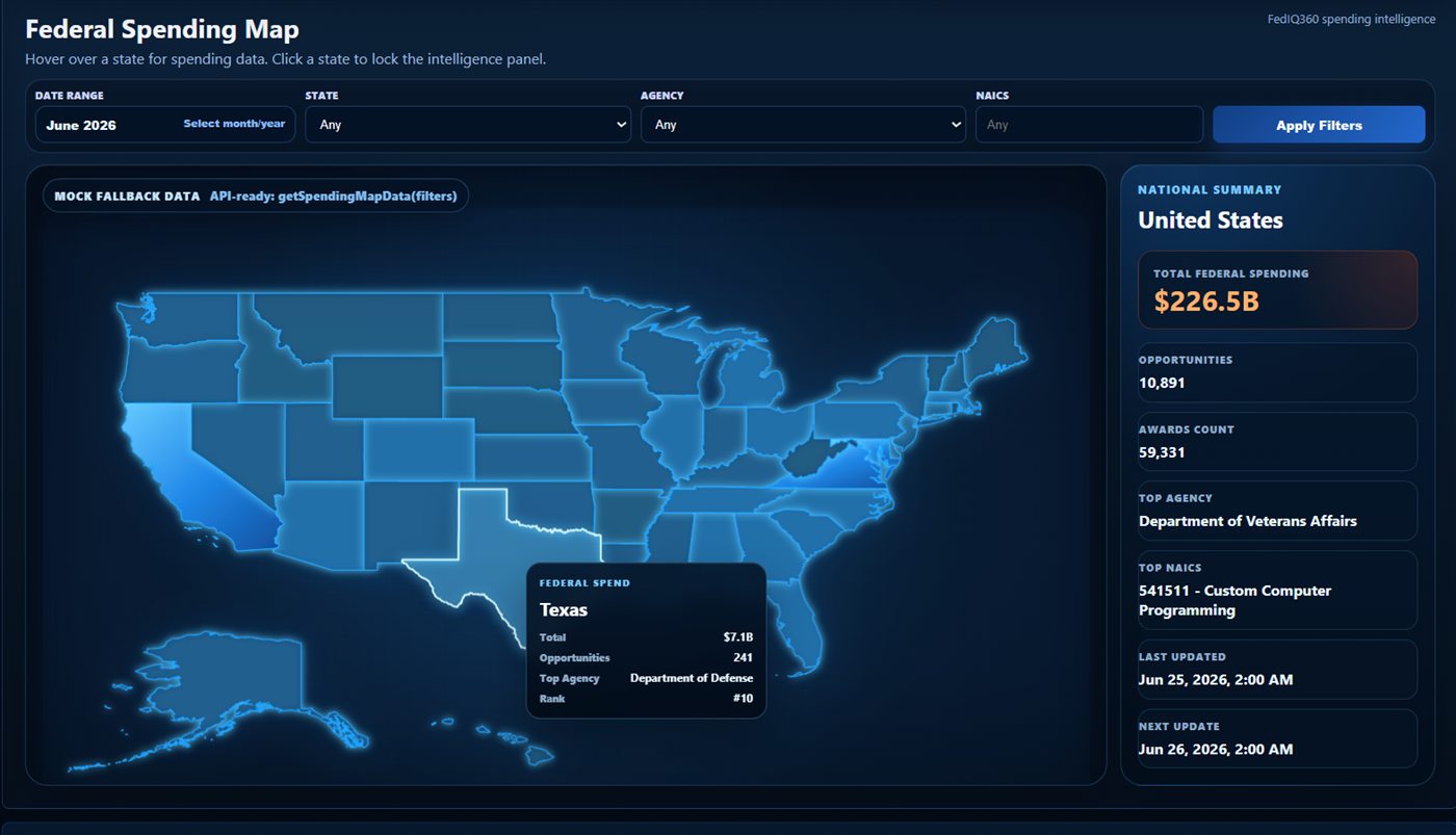 FedIQ360 federal spending map